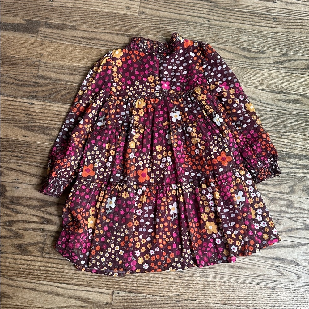 Mayoral girls Printed Chiffon Dress burgundy floral size 4 EUC - Picture 7 of 8